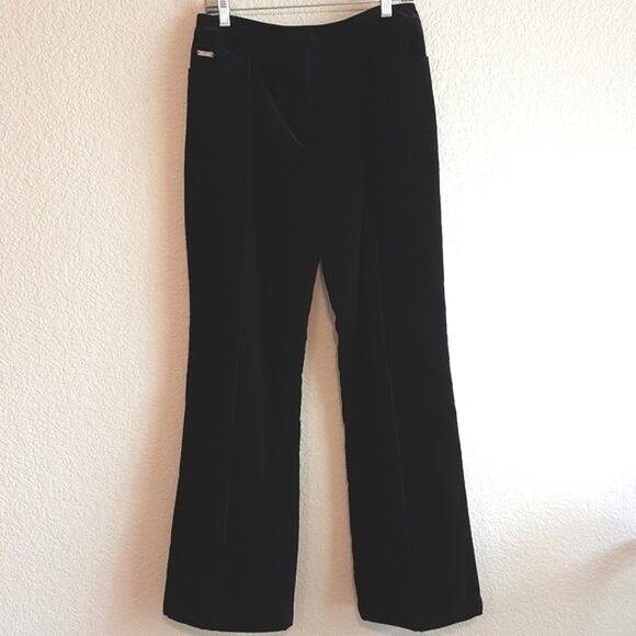 St. John Collection NEW Black Cotton Velvet Creased Bootcut Pants 10 - Picture 1 of 13